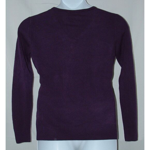 NEW Embellished Purple Sz Large Soft Sweater & Removable Fringed Scarf 2 Pc Lot - Picture 5 of 6